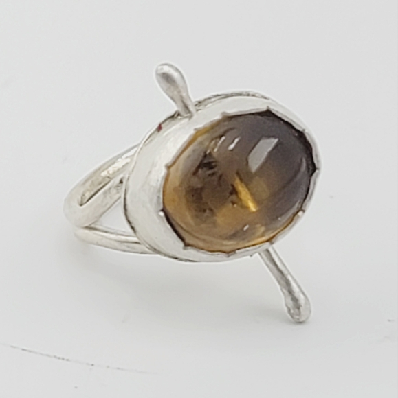 CITRINE OVAL STONE ANXIETY RELIEF RING HANDMADE IN STERLING SILVER METAL 7 - Picture 6 of 8